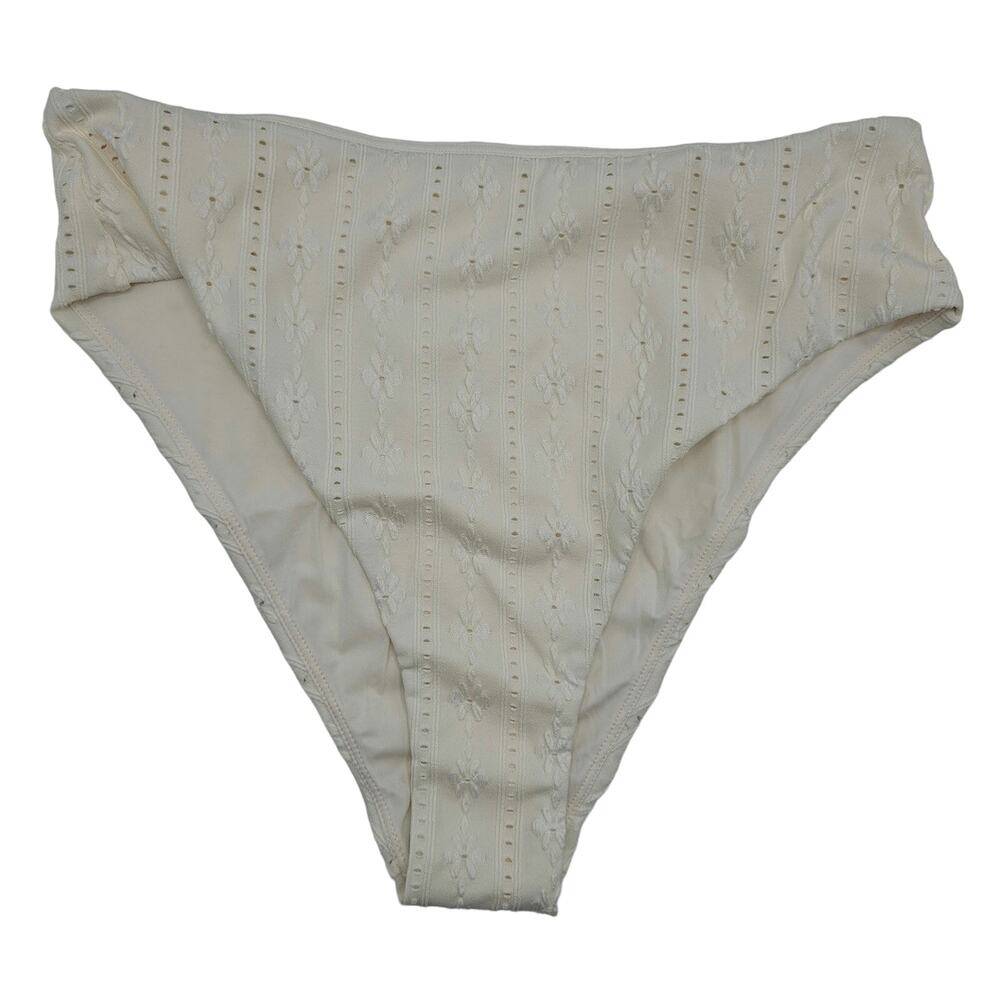 Andie Swim Womans size M The 90s High Waisted Ribbed Bikini Bottoms Coconut NEW